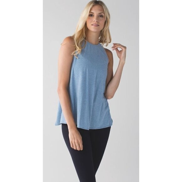 Lululemon All Tied Up Heathered Blue Denim Athletic Tank Top 6 - Picture 2 of 6